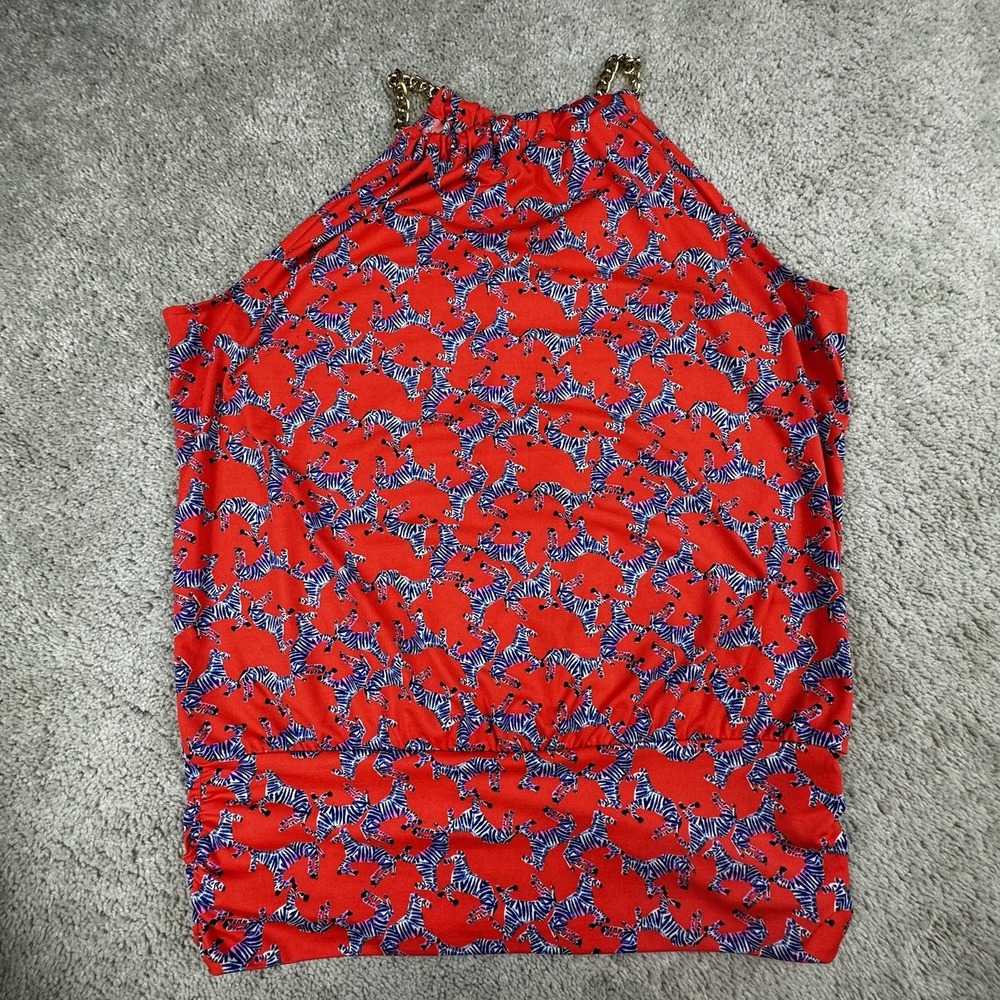 Lilly Pulitzer Bowen Halter Top Picante Coral Heebee Zeebees Zebra‎ Size M EUC
